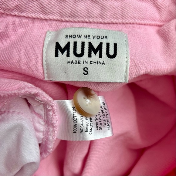 Show Me Your Mumu Pink Denim Range Romper Utility Button Front Jumpsuit Size S - Picture 14 of 15